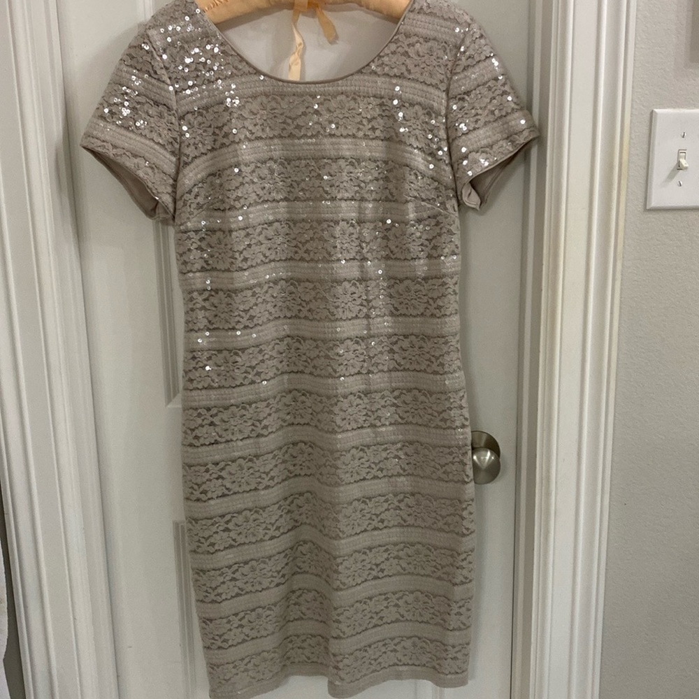 Donna Ricco lace and sequin cocktail dress. Beautiful nude color.